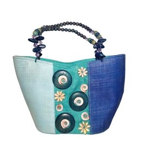 Beautiful Sand N Sea Shells Blue Turquoise Women's Bag Size 14" x 9"